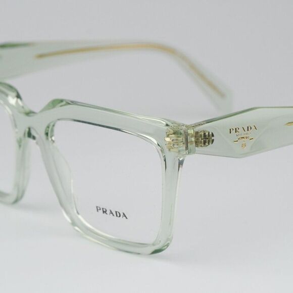 NEW Prada PRA19V 14R1O1 Transparent Mint Square Women Eyeglasses - Picture 7 of 12